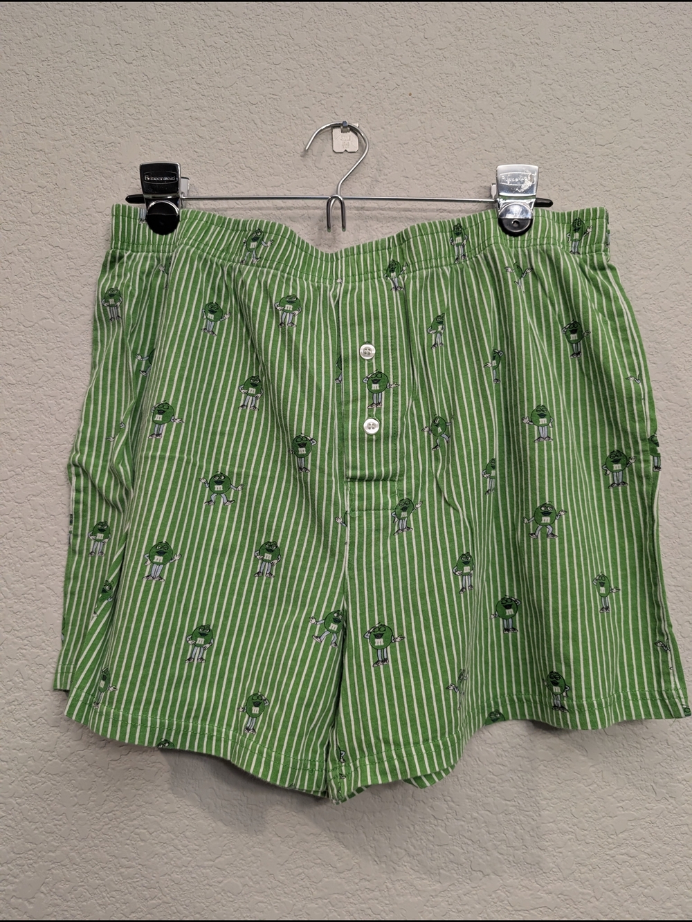 M&M'S Green Striped Women's Sz L Shorts with Character Print
